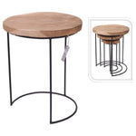 ZNTS H&S Collection 3-Piece Side Table Set Teak and Metal 424185