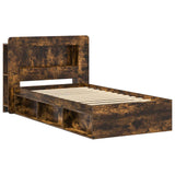 Bed Frame with Storage Smoked Oak 75 x 190 cm Engineered Wood 3433428