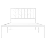 ZNTS Metal Bed Frame with Headboard White 100x190 cm 374480