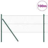 Fence with Posts Green 0.6 x 100 m PVC-coated steel 3352737