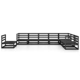 8 Piece Garden Lounge Set Black Solid Pinewood 3075778