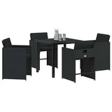Garden Dining Set with Cushion 5 pcs Black Poly Rattan 3379976