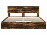 Storage Bed with Drawer Smoked Oak 135 x 190 cm Engineered Wood 3410809