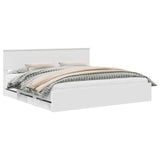 Bed Frame with Drawer White 200 x 200 cm Engineer Wood 3410672
