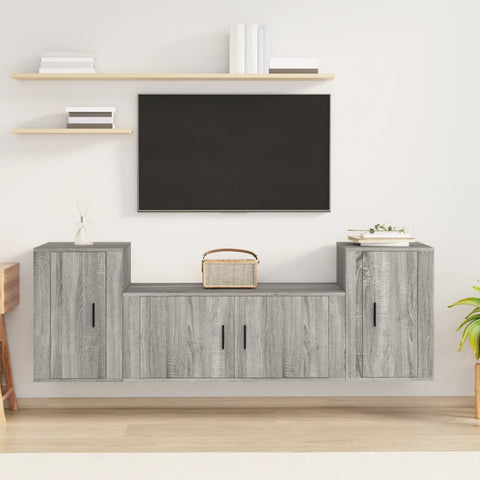 3 Piece TV Cabinet Set Grey Sonoma Engineered Wood 3188516