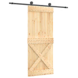 Sliding Door Natural and Black 85 x 210 cm Solid Pine Wood 3445000