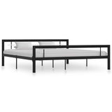Bed Frame without Mattress Black and White Metal 180x200 cm Super King 284555