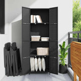 Garden Storage Cabinet Black 59x40x180 cm Poly Rattan 319872