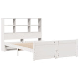 ZNTS Bookcase Bed without Mattress White 140x190cm Solid Wood Pine 3322464
