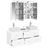 Bathroom Furniture Set 4 pcs White Engineered Wood and Glass 3406815