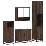 4 Piece Bathroom Furniture Set Brown Oak Engineered Wood 3301219