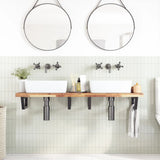 Basin Shelf Wall Mounted Steel and Solid Wood Acacia 3302707