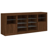 Sideboard with LED Lights Brown Oak 163x37x67 cm 3209099