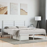 Metal Bed Frame without Mattress with Headboard White 140x190cm 352368