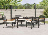 Garden Dining Set with Cushion 5 pcs Black Rattan 3380816