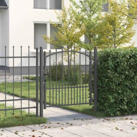 Fence Gate with Spikes Grey 100 x 100 cm Powder-coated steel 42009017