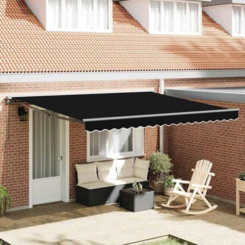 Retractable Awning Manual Black 400x300 cm Fabric 3330605