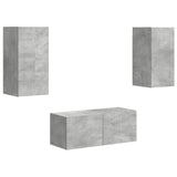 TV Cabinet Set Wall-mounted 6 pcs Concrete Grey Engineered Wood 3409063