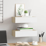 330250 Wall Drawer Shelves 2 pcs Oak and White 40x23,5x10cm MDF