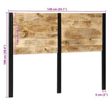 Headboard 140 cm Solid Wood Mango and Iron 4017549