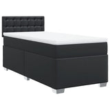 ZNTS Box Spring Bed with Mattress Black 90x200 cm Faux Leather 3286104
