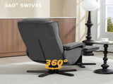 Rocker Swivel Recliner Chair with Footstool - Charcoal Grey Velvet T3398P341419