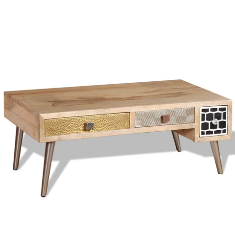 ZNTS Coffee Table with Drawers Solid Mango Wood 105x55x41 cm 244016