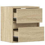 ZNTS Wall-mounted Bedside Cabinet with LED Lights Sonoma Oak 3307965
