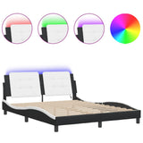 Bed Frame with LED without Mattress "Zadar" Black and White 160x200 cm 3214122