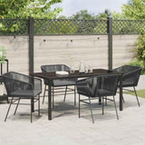 Garden Dining Set with Cushion 5 pcs Black Powder-Coated Steel 3380921