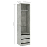 Wardrobe with Drawers Concrete Grey 50x50x200 cm Engineered Wood 800616