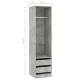 Wardrobe with Drawers Concrete Grey 50x50x200 cm Engineered Wood 800616