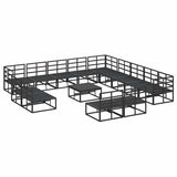 Garden Sofa Set with Cushion 14 pcs Black Aluminium 3378931