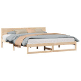 Bed Frame with Headboard Natural 200 x 200 cm Solid Pine Wood 873259