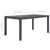Garden Table Brown 150x90x72 cm Plastic Rattan Look 45606