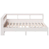 Bookcase Bed without Mattress White 150x200 cm King Size Solid Wood Pine 3324419