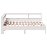 ZNTS Bookcase Bed without Mattress White 150x200 cm King Size Solid Wood Pine 3324419