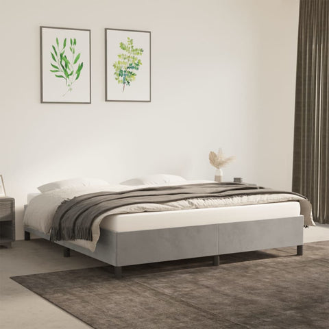 ZNTS Bed Frame without Mattress Light Grey Super King Velvet 349884