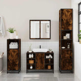 4 Piece Bathroom Furniture Set Smoked Oak Engineered Wood 3301212
