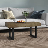 ZNTS Coffee Table Dark Brown and Black 90x45x40 cm MDF and Iron 286100