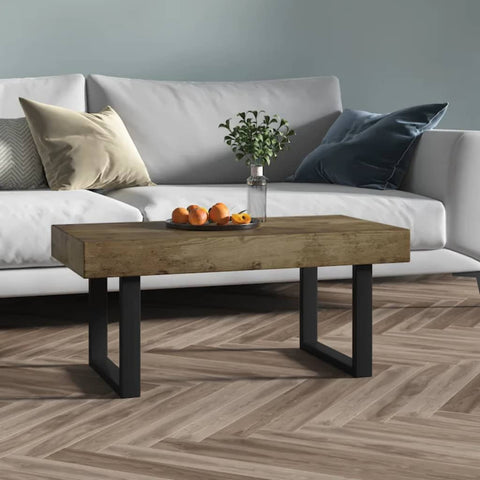 ZNTS Coffee Table Dark Brown and Black 90x45x40 cm MDF and Iron 286100