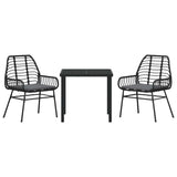 Garden Dining Set 3 pcs Black Poly Rattan 3380855