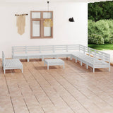 12 Piece Garden Lounge Set Solid Wood Pine White 3083150