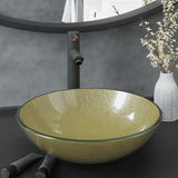 Bathroom Sink with Tap and Push Drain Gold Tempered Glass 3098462