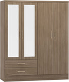 ZNTS Nevada 4 Door 2 Drawer Mirrored Wardrobe 100-101-117