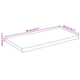 Table Top 90x40x3.8 cm Rectangular Solid Wood Acacia Live Edge 370635
