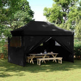 Foldable Party Tent Pop-Up with 4 Sidewalls Black 4005030