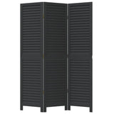 Room Divider 3 Panels Black Solid Wood Paulownia 358845
