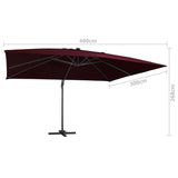 Cantilever Garden Parasol with LED Lights Bordeaux Red 400x300 cm 312318