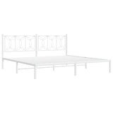 Metal Bed Frame without Mattress with Headboard White 193x203cm 376183